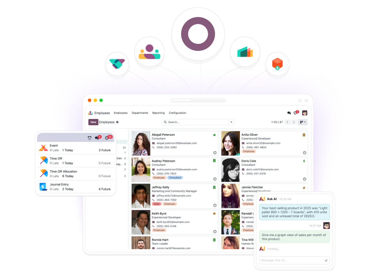 Odoo as a unified platform — finance, HR, payroll, manufacturing, sales, purchase, CRM, inventory